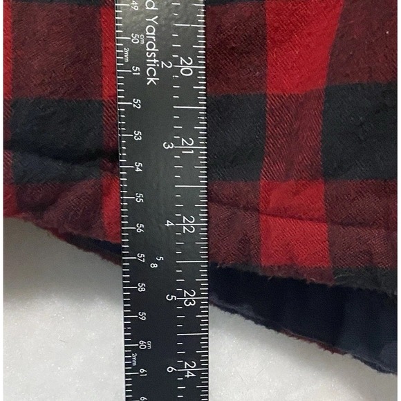 LL Bean Shacket Size XS Petite Sherpa Lined Plaid Red Black Hoodie - Picture 13 of 13